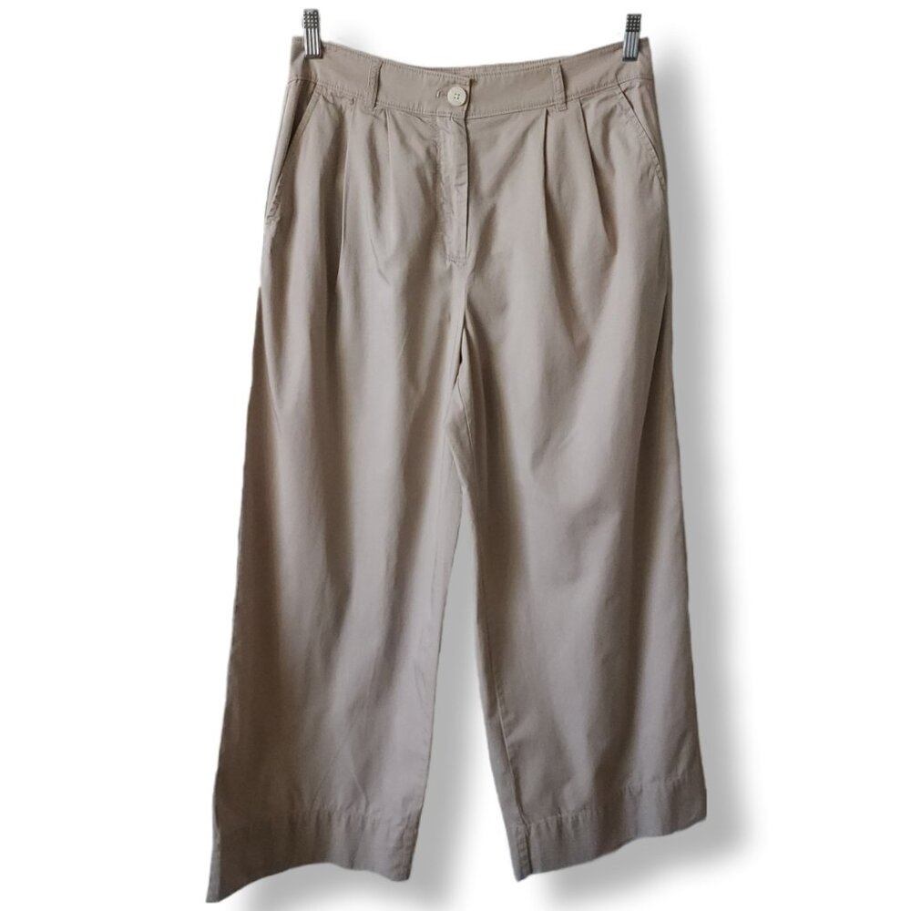 LOFT Petite Poplin Pleated Wide Leg Relaxed Khaki Pants NWOT - Picture 4 of 8